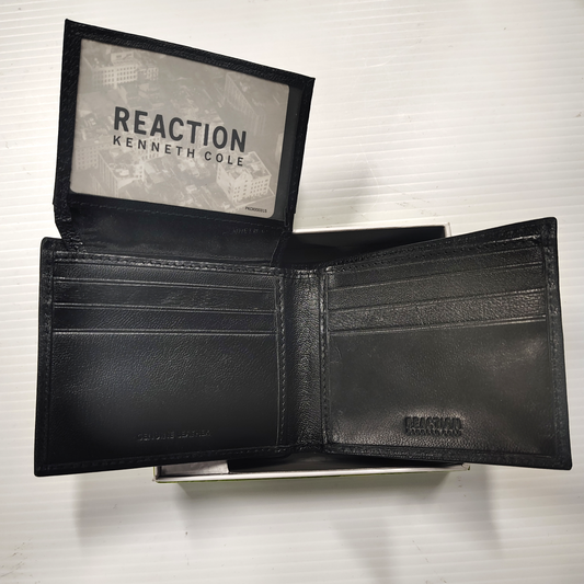 Man’s Black Leather Wallet By Kenneth Cole Reaction Hand Crafted Leather