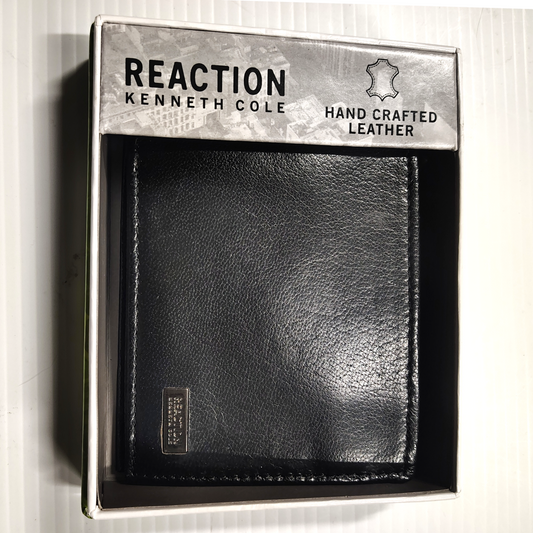 Man’s Black Leather Wallet By Kenneth Cole Reaction Hand Crafted Leather