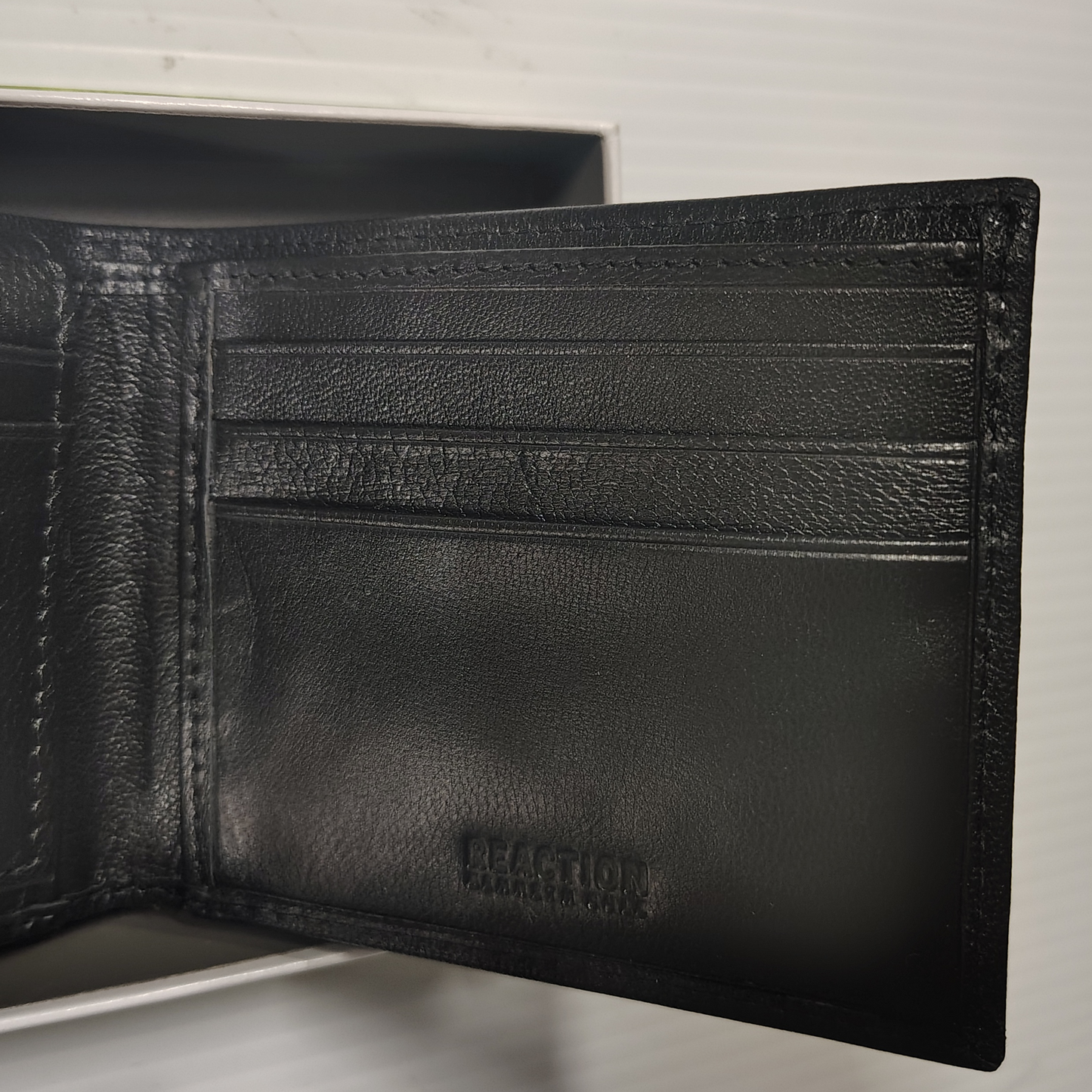 Man’s Black Leather Wallet By Kenneth Cole Reaction Hand Crafted Leather