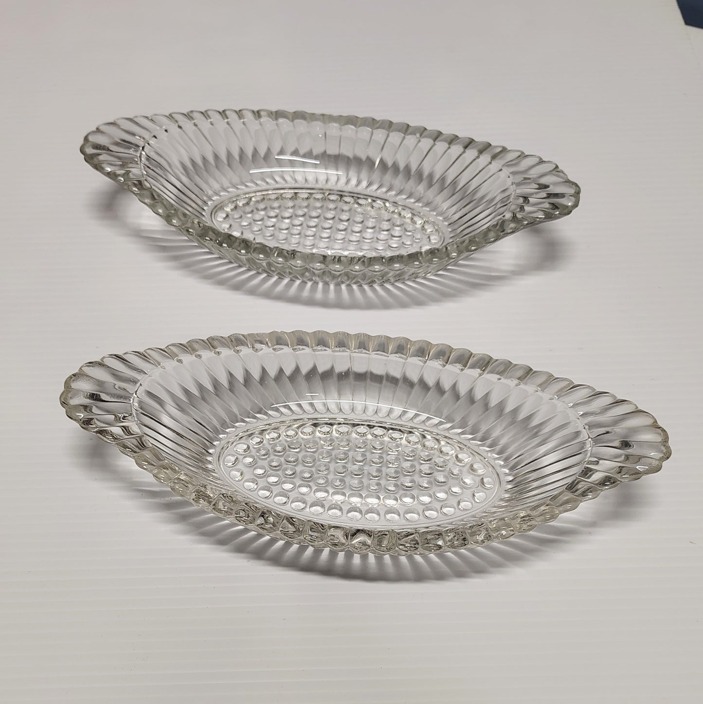 Vintage Heavy Clear Glass Banana Split Ice Cream Serving Dishes Set of 2