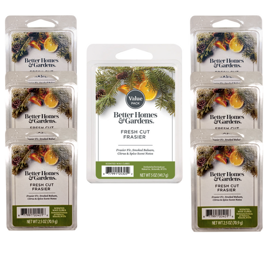 1x5oz  + 6 x 2.5oz Better Homes And Gardens Fresh Cut Frasier WAX MELTS =20oz
