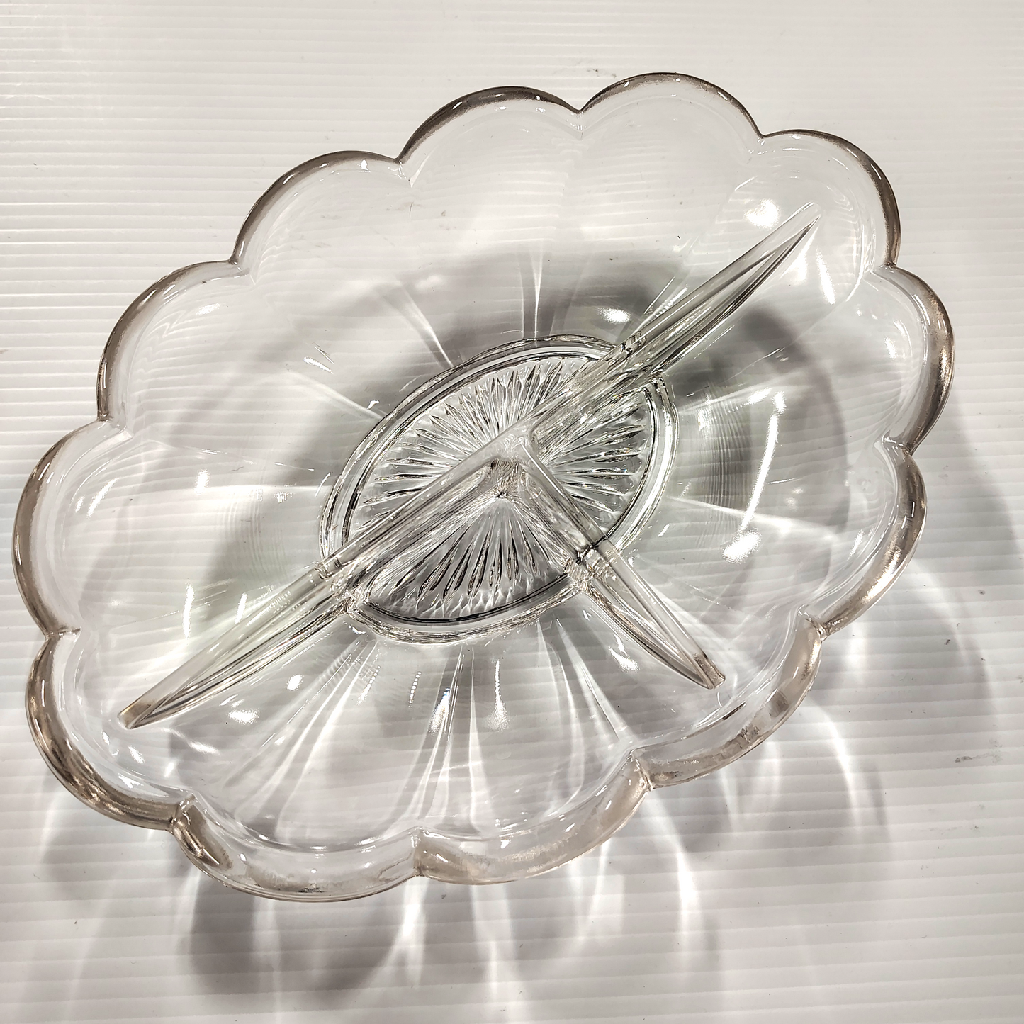Vintage Heisey Colonial Clear Oval 3 part Divided Serving dish 10 x 7.25