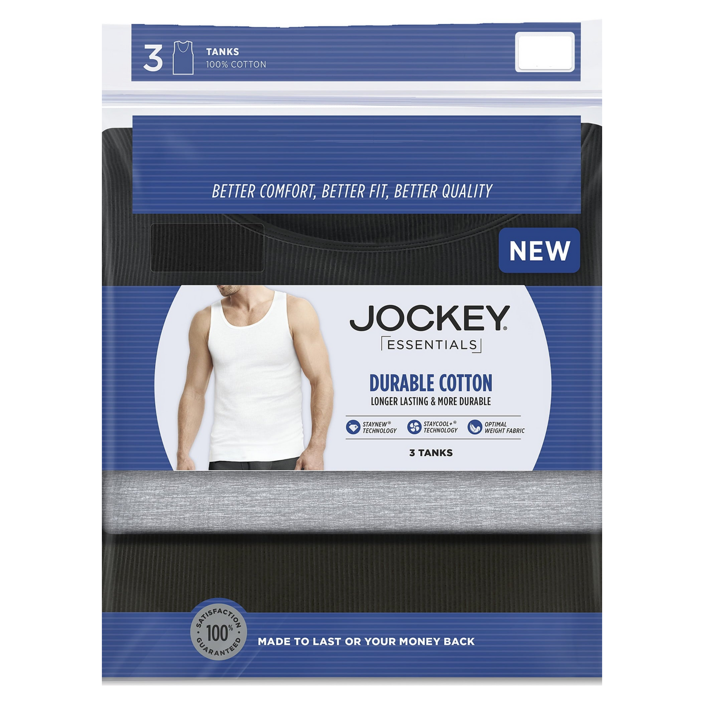Jockey Essentials Mens 3 Pack Tank Shirt
