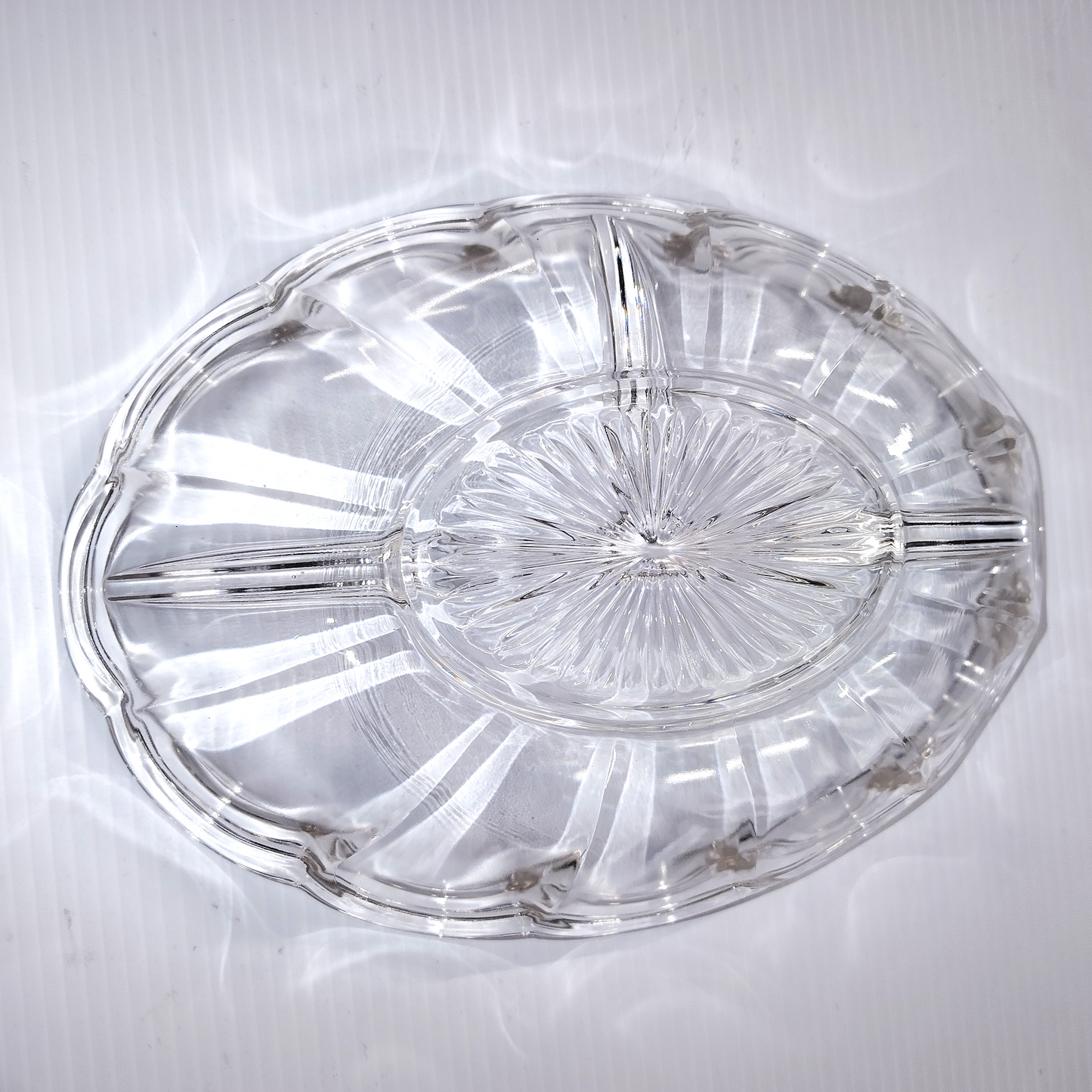 Vintage Heisey Colonial Clear Oval 3 part Divided Serving dish 10 x 7.25