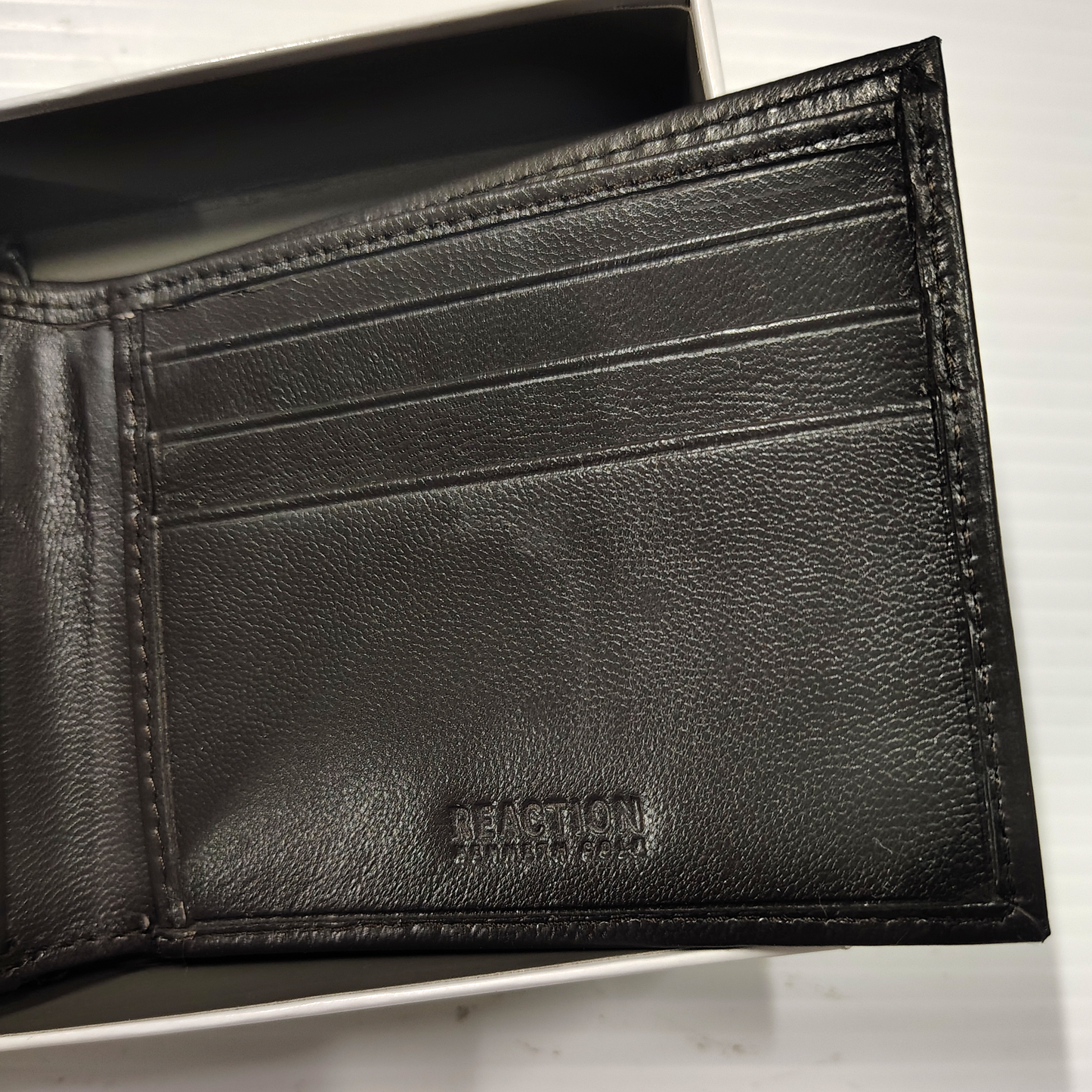Man’s Brown Leather Wallet By Kenneth Cole Reaction Hand Crafted Leather
