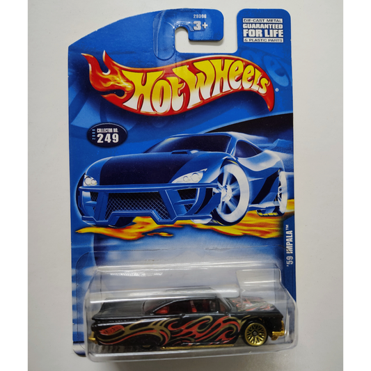 2001 Hot Wheels Black ‘59 Chevy Impala Gold Lace Wheels #249