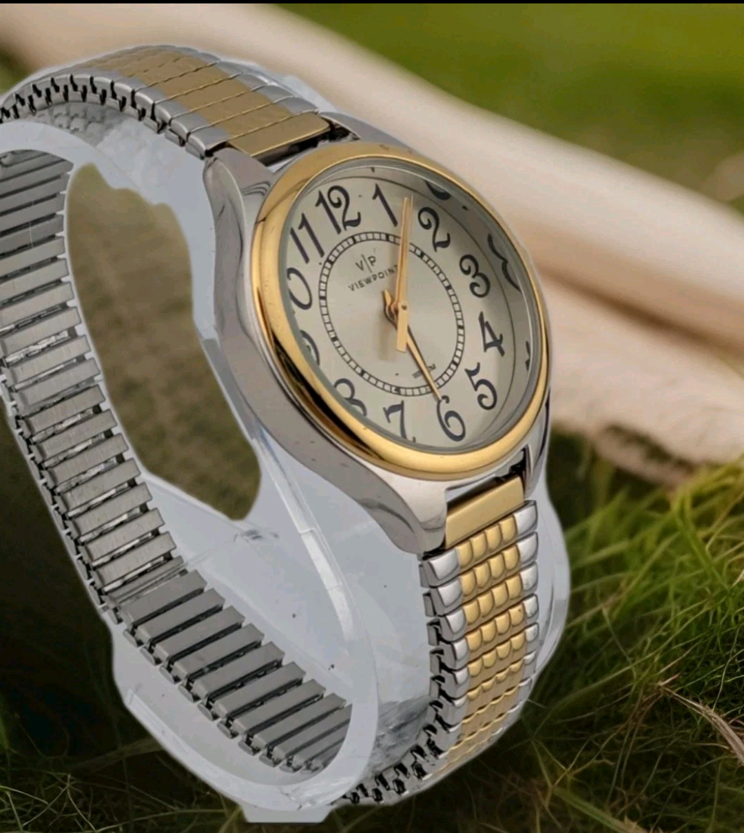 Viewpoint by Timex Women's Two-Tone/Champagne 30mm Casual Watch, Expansion Band