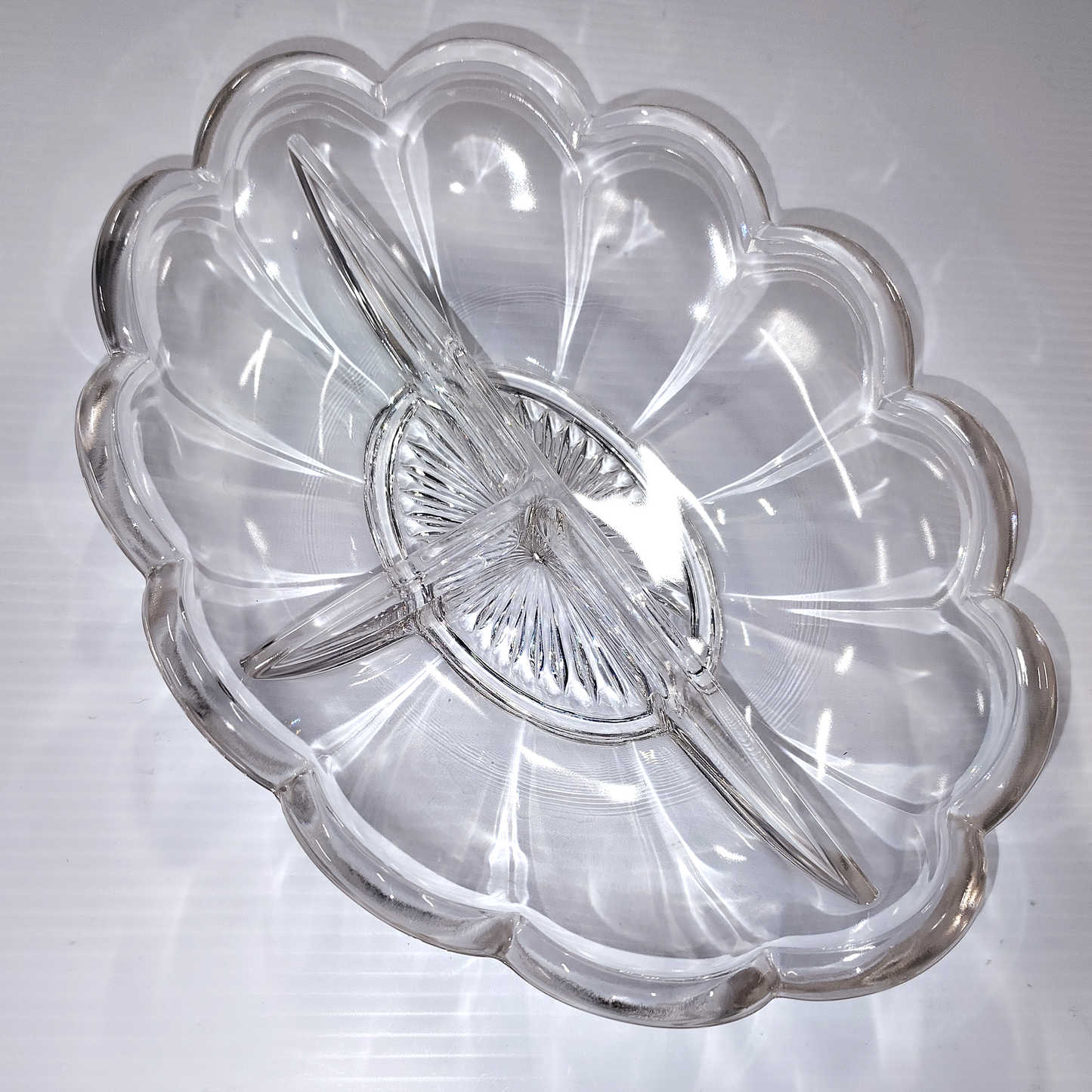 Vintage Heisey Colonial Clear Oval 3 part Divided Serving dish 10 x 7.25
