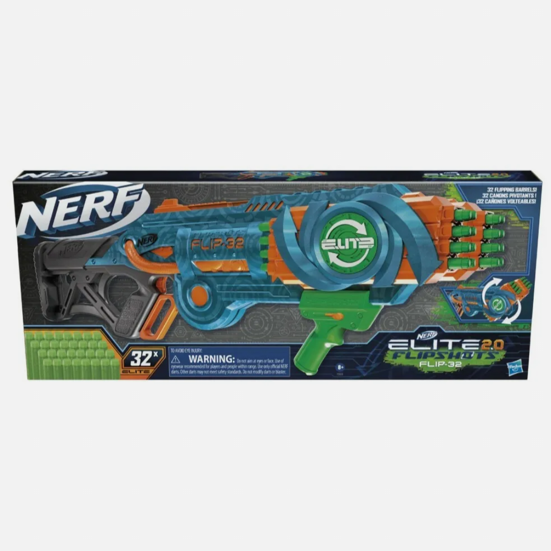 Nerf Elite 2.0 Flipshots Flip-32 Blaster, 32 Dart Barrels Flip to Double Your