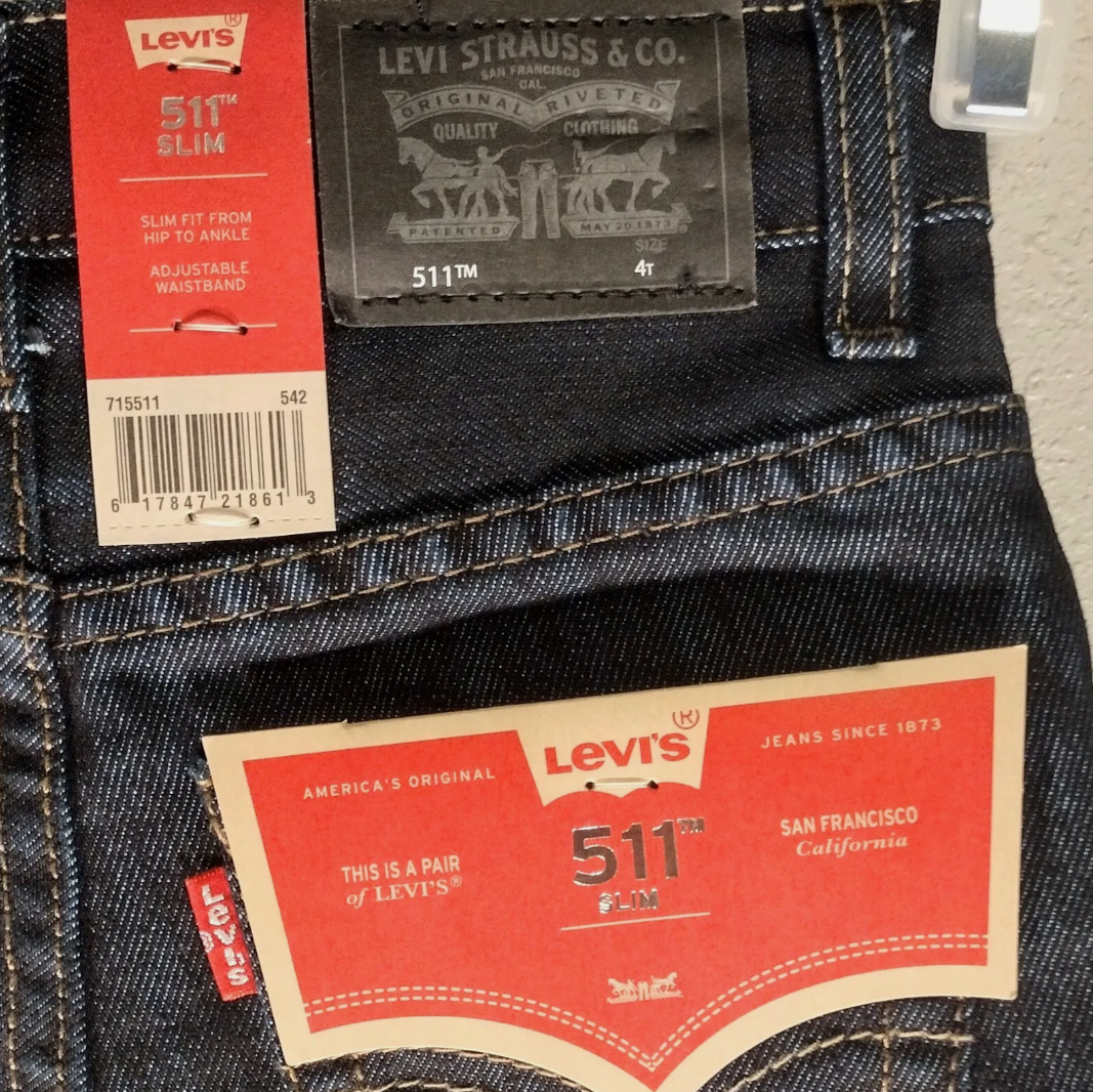 Levis 511 Slim Jeans Blue 4 Regular Adjustable Waist $40.00 MSRP Black Label