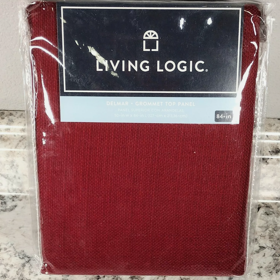 Single Curtain Panel Color: Brick Red 50''x84''  LIVING LOGIC Delmar