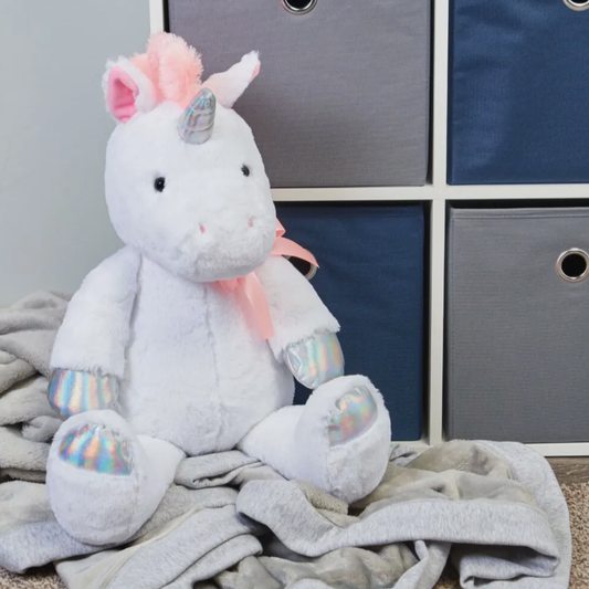 Metallic Plush Unicorn, White & Pink, 12" Spark Create Imagine