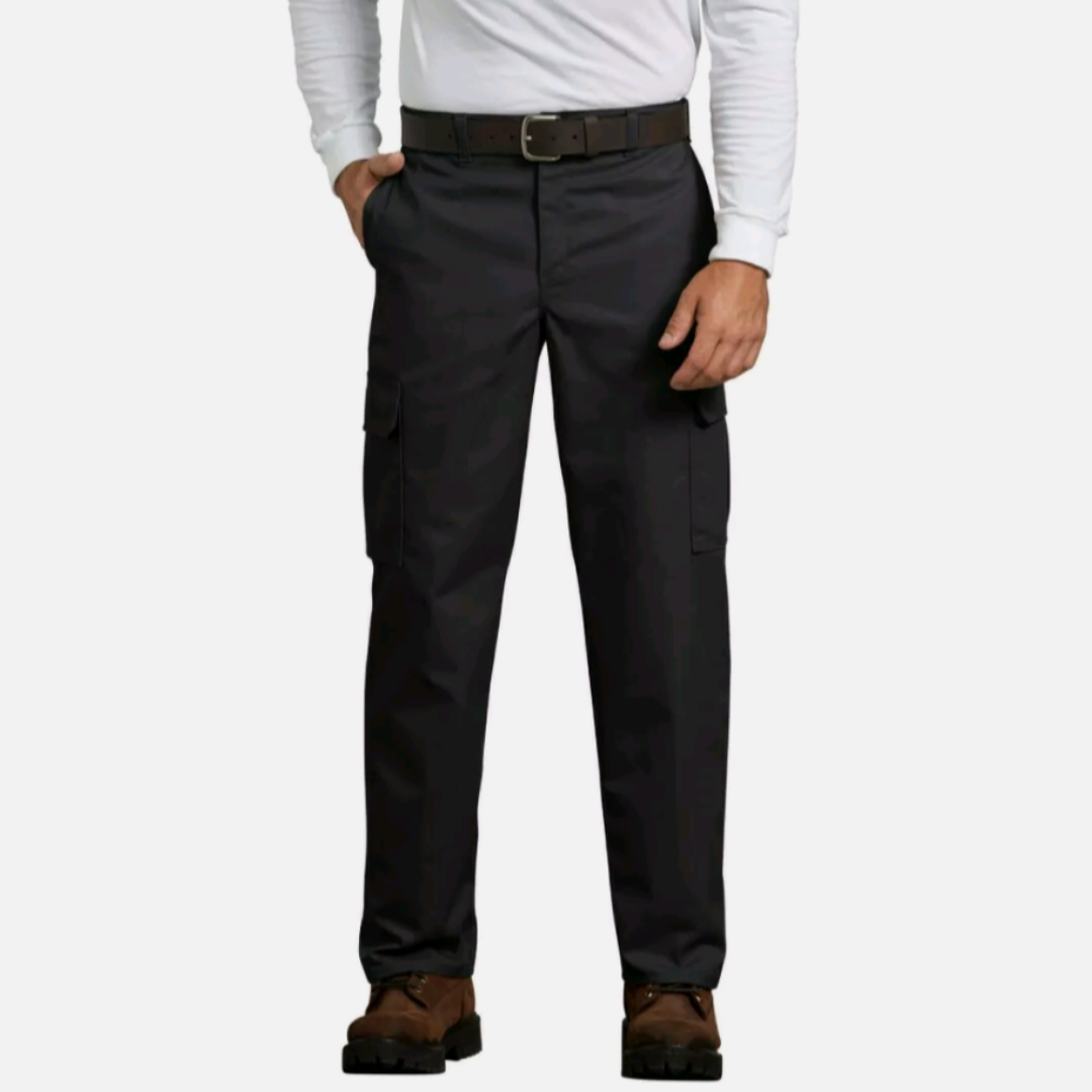 DICKIES MEN'S CARGO PANTS, FLEX RELAXED FIT, BLACK, STRAIGHT LEG, NEW