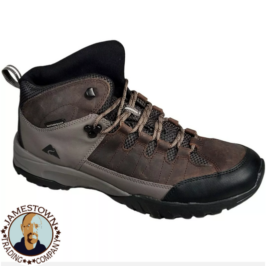 Ozark Trail Hiking Boots, Mid Top Waterproof, Leather Hiker Brown Men’s