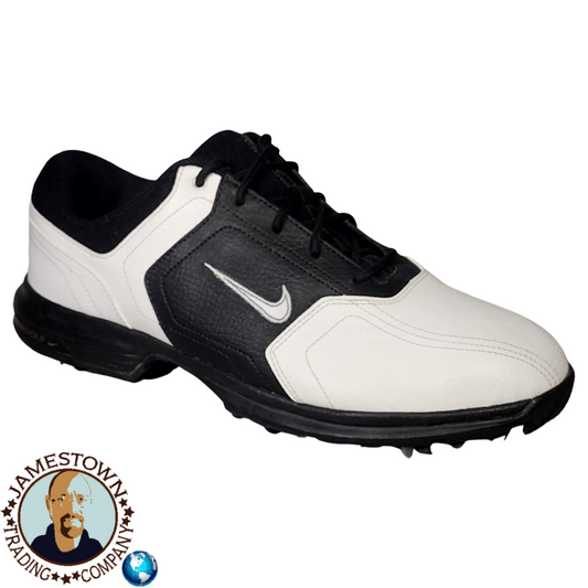 Nike 8.5 Heritage Golf Shoes Cleats 336040-101 Black White Leather MENS