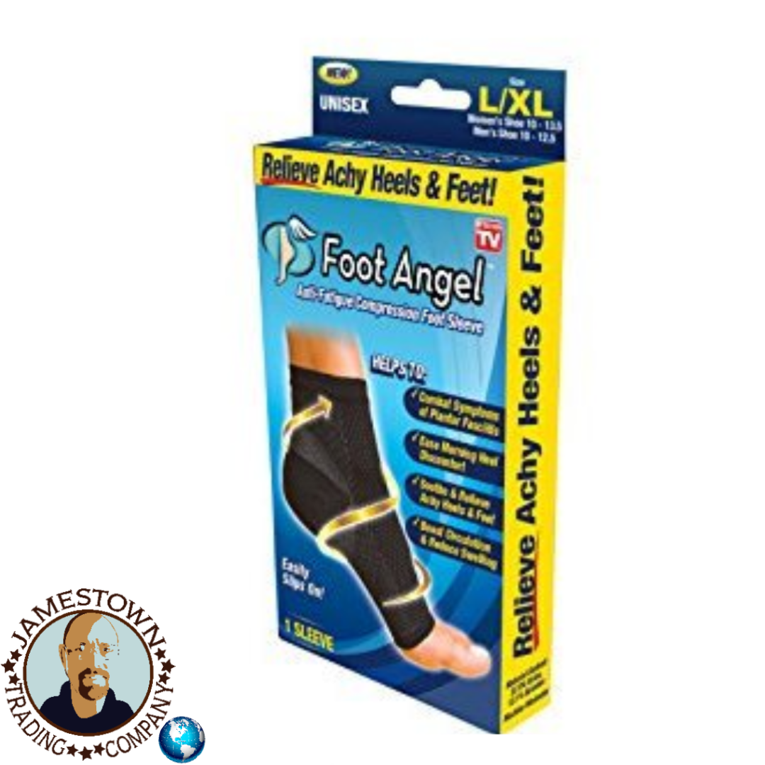 Foot Angel Anti-Fatigue Compression Foot Sleeve, Relieve Achy Heels and Feet, Small/Medium, Large/XL Size, As Seen on TV