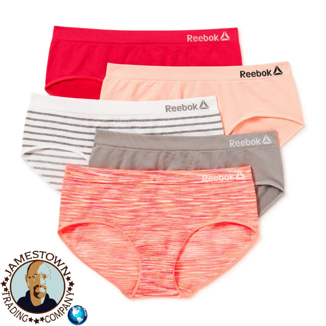 Reebok Girl's Underwear, 5 Pack Seamless Hipsters Panties Red