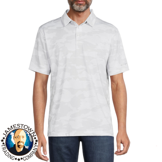 XL Ben Hogan Men's and Big Men's Camouflage Golf Polo Shirt with Short Sleeves White Camouflage