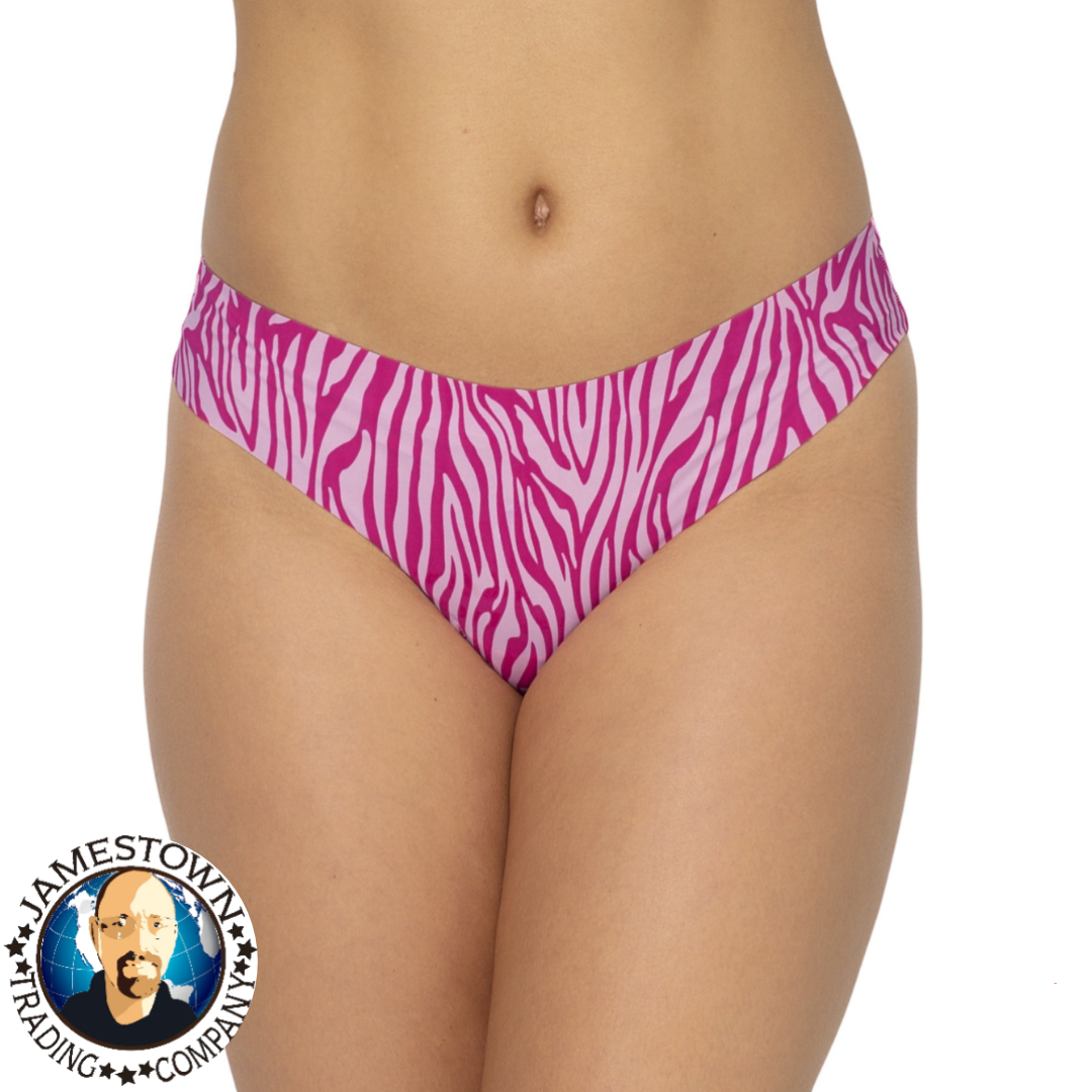 No Boundaries Juniors' No Show Thong Panty, 3-Pack Zebra/Clay Brick/Mod Blooms