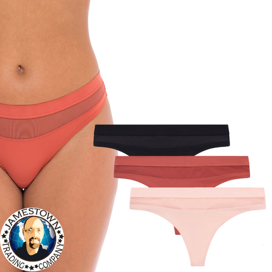 No Boundaries Mesh Madness Thong Panties (Junior or

Women's), 3 Pack Black Soot, Clay Brick, Peach Bud