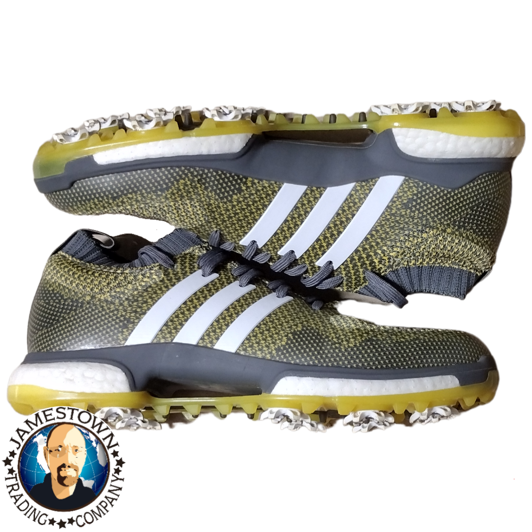 Adidas Tour360 Knit Core Grey Yellow Golf Shoes (F33745) Men's Size 8 Pre-owned