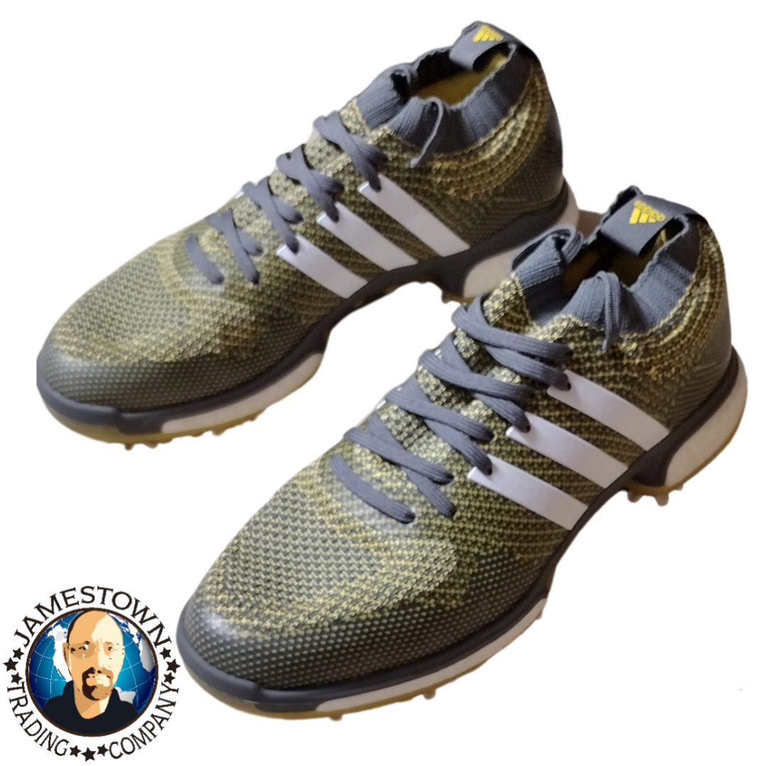 Adidas Tour360 Knit Core Grey Yellow Golf Shoes (F33745) Men's Size 8 Pre-owned